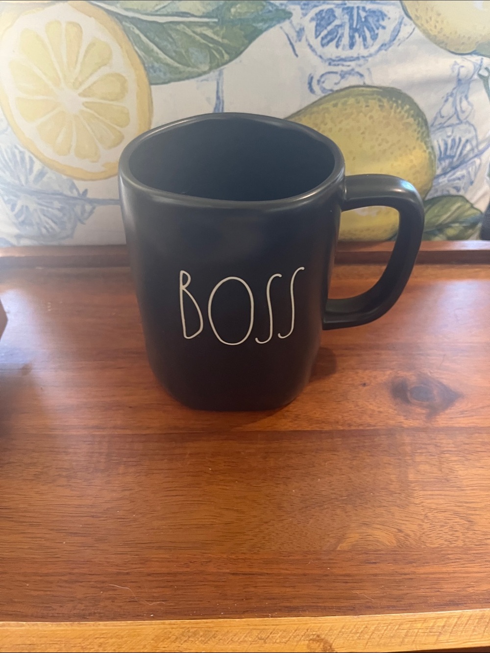 Rae Dunn Black 'BOSS' Matte Ceramic Mug